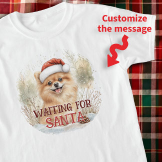 Niedlicher Spitz Welpe Gewartet für Santa Watercol T-Shirt