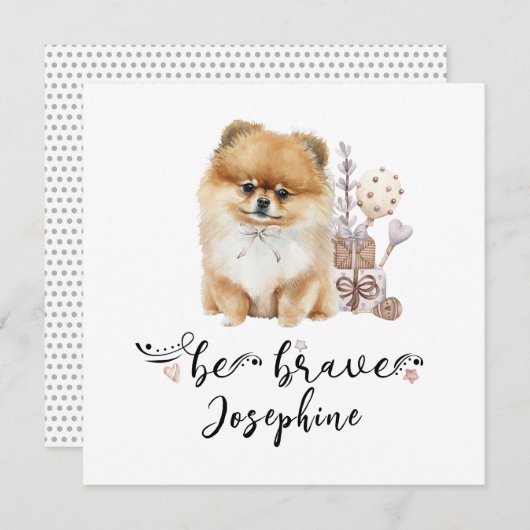 Niedlicher Spitz Welpe mutig zitieren Einladung (Vorne/Hinten)