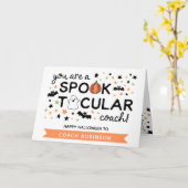 Niedlicher Spooktacular Coach Happy Halloween Karte (Gelbe Blume)