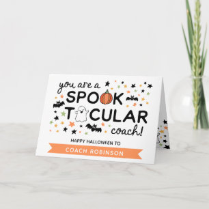Niedlicher Spooktacular Coach Happy Halloween Karte