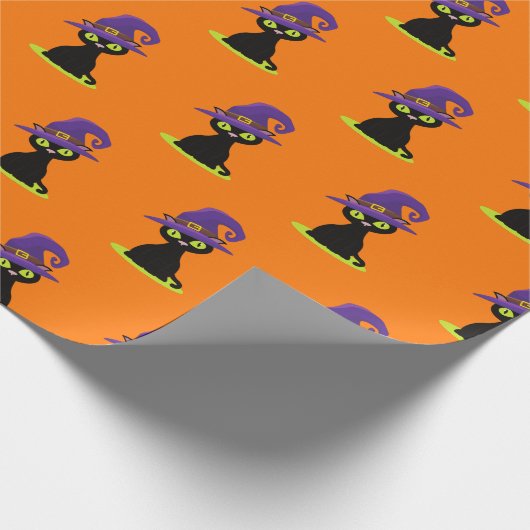 Niedlicher Spooky Black Cat Trick oder zu Hallowee Geschenkpapier (Ecke)