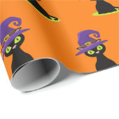 Niedlicher Spooky Black Cat Trick oder zu Hallowee Geschenkpapier (Rolleneckpunkt)