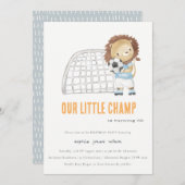 Niedlicher Sportfußballspieler Löwe Kindergeburtst Einladung (Vorne/Hinten)