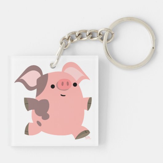 Niedlicher Sporty Cartoon Pig Acryllic Schlüsselan Schlüsselanhänger (Rückseite)