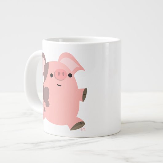 Niedlicher Sporty Cartoon Pig Jumbo-Tasse (Vorderseite Links)