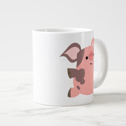 Niedlicher Sporty Cartoon Pig Jumbo-Tasse (Vorderseite Rechts)