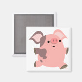 Niedlicher Sporty Cartoon Pig Magnet (Vorderseite/Rückseite)