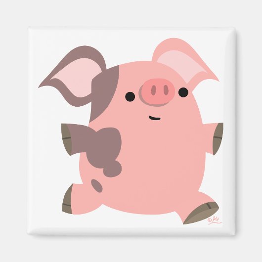 Niedlicher Sporty Cartoon Pig Magnet (Vorne)