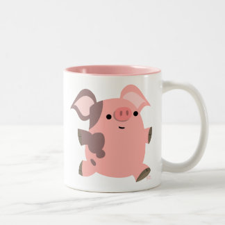 Niedlicher Sporty Cartoon Pig Zweifarbige Tasse