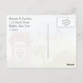 Niedlicher Springfrosch durch einen Brunnen Danke Postkarte (Rückseite)