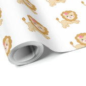 Niedlicher Springlion mit rosa Bug Geschenkpapier (Rolleneckpunkt)