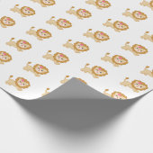 Niedlicher Springlion mit rosa Bug Geschenkpapier (Ecke)