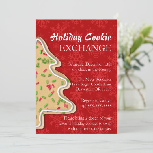 Niedlicher Sprinkle Zucker-Cookie-Exchange-Urlaub Einladung (Stehend Vorderseite)