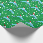 Niedlicher Sprung Dolphin in Weihnachtsmannmütze Geschenkpapier (Ecke)