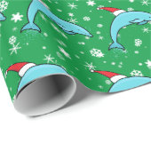 Niedlicher Sprung Dolphin in Weihnachtsmannmütze Geschenkpapier (Rolleneckpunkt)
