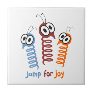 Niedlicher Sprung zur Freude Zitat lustig Fliese