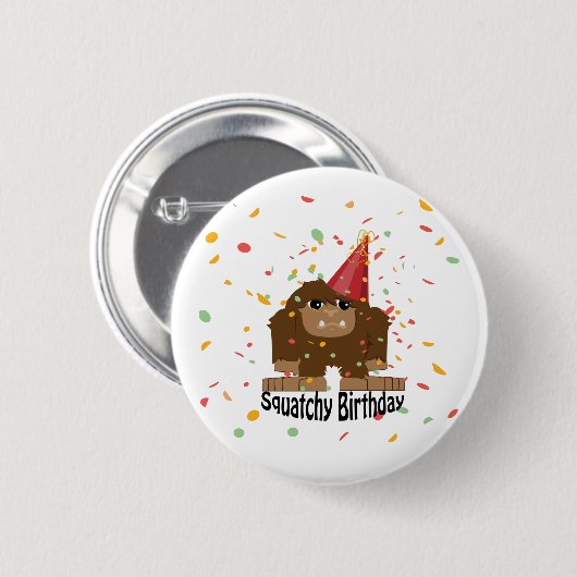 Niedlicher Squatchy Birthday Bigfoot Button (Vorne & Hinten)