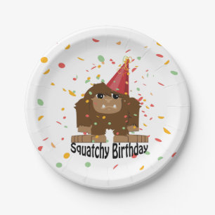 Niedlicher Squatchy Birthday Bigfoot Pappteller
