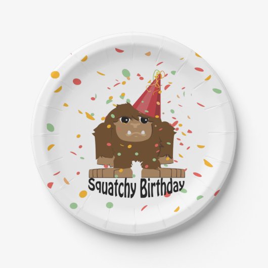 Niedlicher Squatchy Birthday Bigfoot Pappteller (Vorderseite)