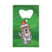 Niedlicher St. Bernard in Weihnachtsmannmütze auf  Kreditkartenflaschenöffner (Vorderseite)