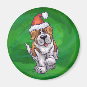 Niedlicher St. Bernard in Weihnachtsmannmütze auf  Magnet