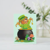 Niedlicher St. Patrick's Day Bär Feiertagspostkarte (Stehend Vorderseite)