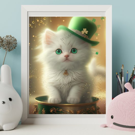 Niedlicher St. Patricks Day Cat Pot of Gold Poster