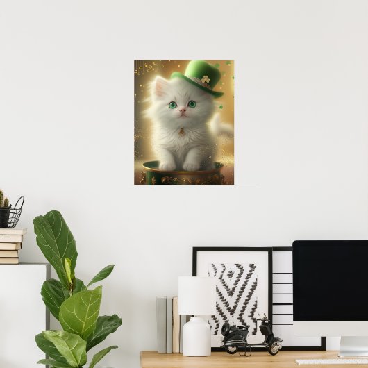 Niedlicher St. Patricks Day Cat Pot of Gold Poster (Heimbüro)