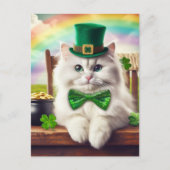 Niedlicher St. Patricks Day Cat Rainbow Pot of Gol Postkarte (Vorderseite)