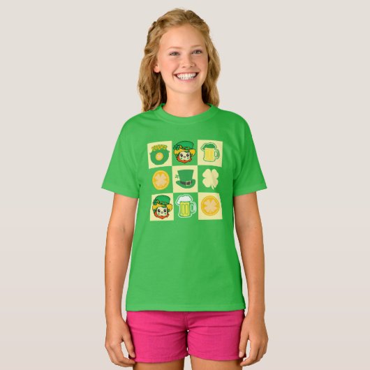 Niedlicher St. Patrick's Day Checkerboard Kids T - T-Shirt (Vorne ganz)
