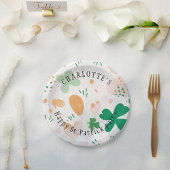 Niedlicher St. Patricks Day Custom Green Clover Pappteller