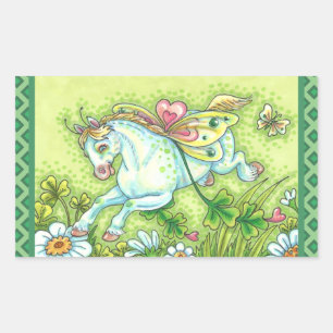 NIEDLICHER ST. PATRICK'S DAY FLYING IRISH PONY, FA RECHTECKIGER AUFKLEBER