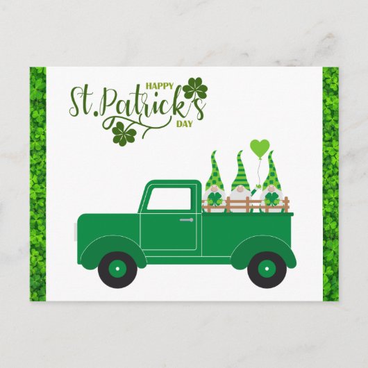 Niedlicher St Patricks Day Gnome Kleeblatt Green T Postkarte (Vorderseite)
