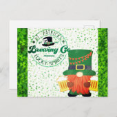 Niedlicher St Patricks Day Gnome Leprechaun Bierbr Postkarte (Vorne/Hinten)
