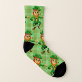 Niedlicher St. Patrick's Day Green Kariert Leprech Socken (Rechts - Außen)
