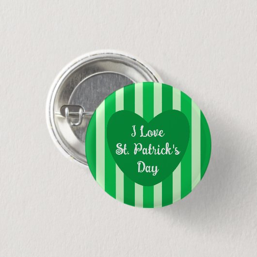 Niedlicher St. Patrick's Day Green Striped Simple Button (Vorne & Hinten)