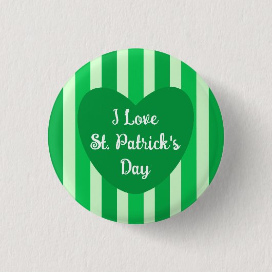 Niedlicher St. Patrick's Day Green Striped Simple Button (Vorderseite)