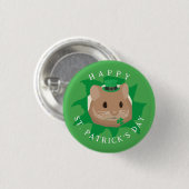 Niedlicher St. Patrick's Day Hamster durchblättert Button (Vorne & Hinten)