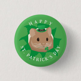 Niedlicher St. Patrick's Day Hamster durchblättert Button