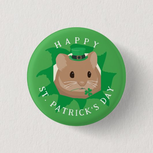 Niedlicher St. Patrick's Day Hamster durchblättert Button (Vorderseite)