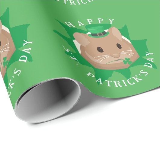 Niedlicher St. Patrick's Day Hamster durchblättert Geschenkpapier (Rolleneckpunkt)