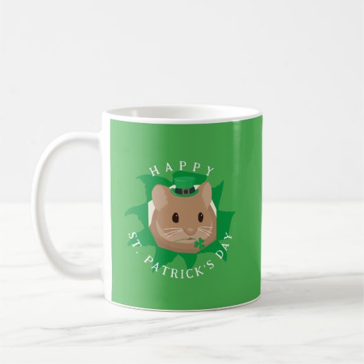 Niedlicher St. Patrick's Day Hamster durchblättert Kaffeetasse (Links)