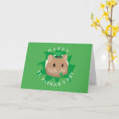 Niedlicher St. Patrick's Day Hamster durchblättert Karte (Gelbe Blume)