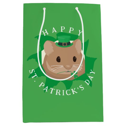 Niedlicher St. Patrick's Day Hamster durchblättert Mittlere Geschenktüte (Vorderseite)