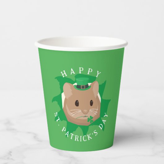 Niedlicher St. Patrick's Day Hamster durchblättert Pappbecher (Vorderseite)