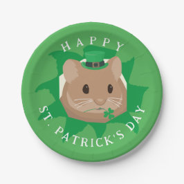 Niedlicher St. Patrick's Day Hamster durchblättert Pappteller