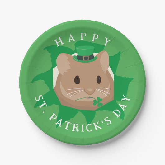 Niedlicher St. Patrick's Day Hamster durchblättert Pappteller (Vorderseite)