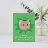 Niedlicher St. Patrick's Day Hamster durchblättert Postkarte (Stehend Vorderseite)