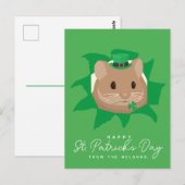 Niedlicher St. Patrick's Day Hamster durchblättert Postkarte (Vorne/Hinten)