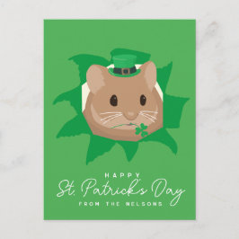 Niedlicher St. Patrick's Day Hamster durchblättert Postkarte